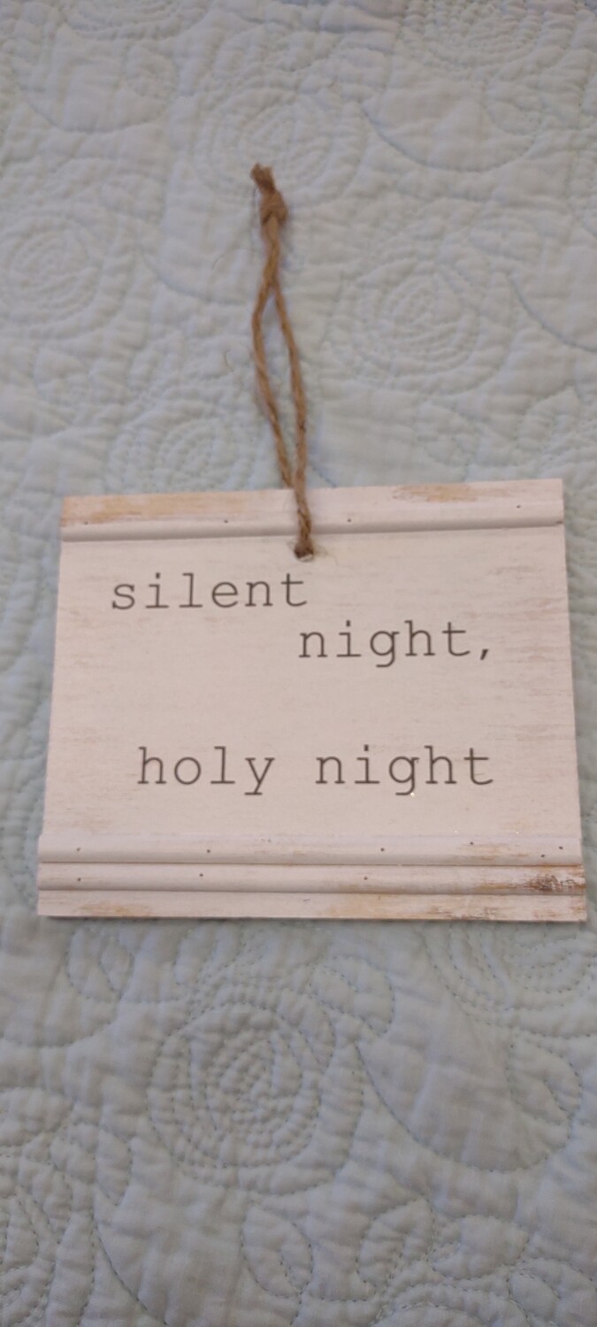 "Silent Night" Beadboard Ornament, 5" x 6"