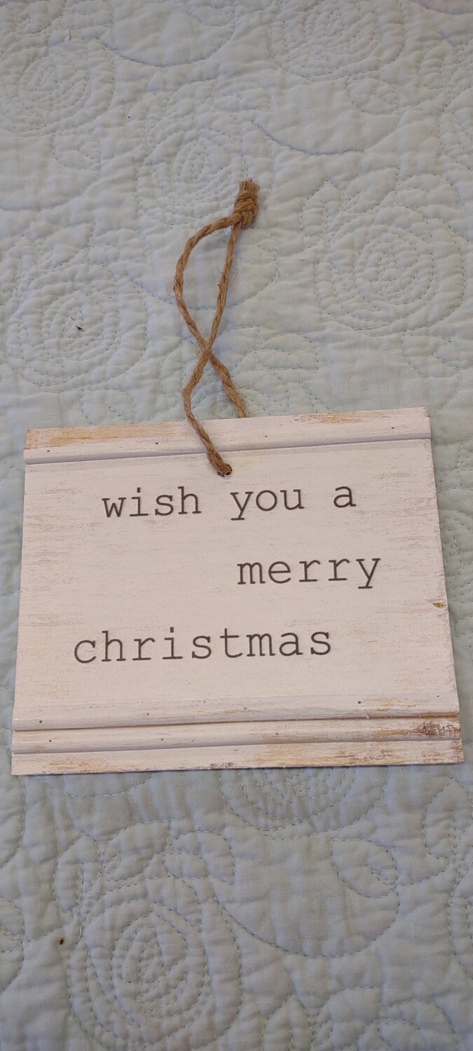 "Merry Christmas" Beadboard Ornament, 5" x 6"