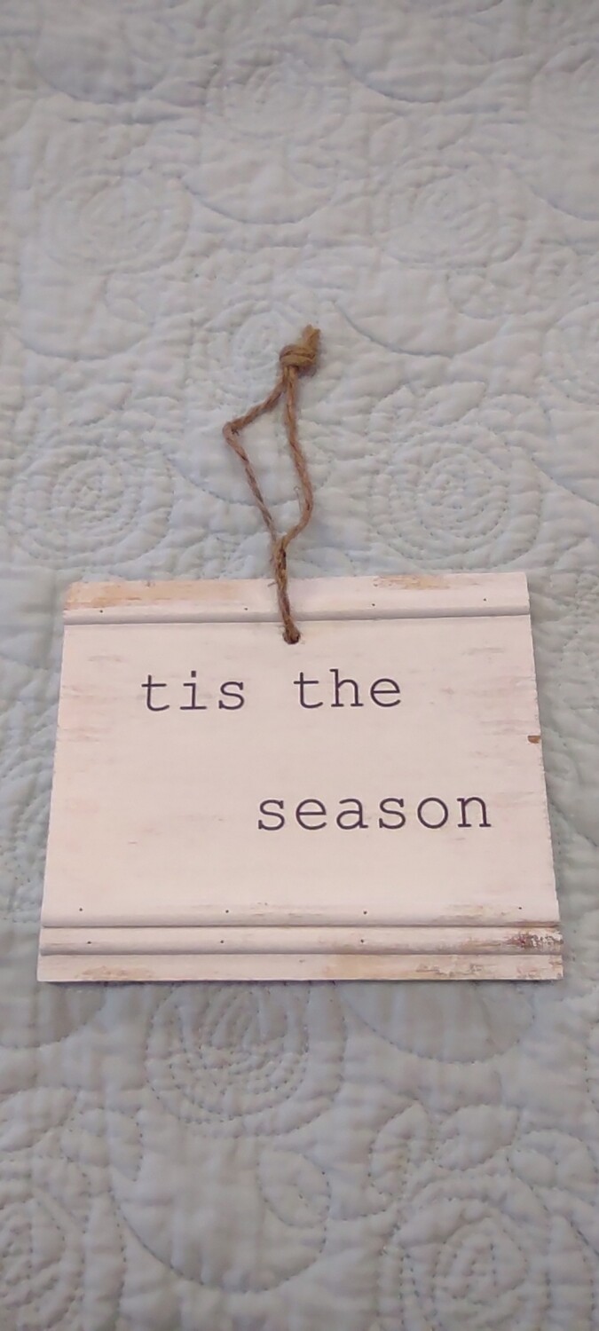 "Tis the Season" Beadboard Ornament, 5" x 6"