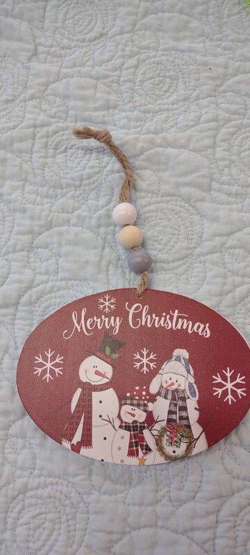 Merry Christmas Snowman Ornament, 5.5" x 6"
