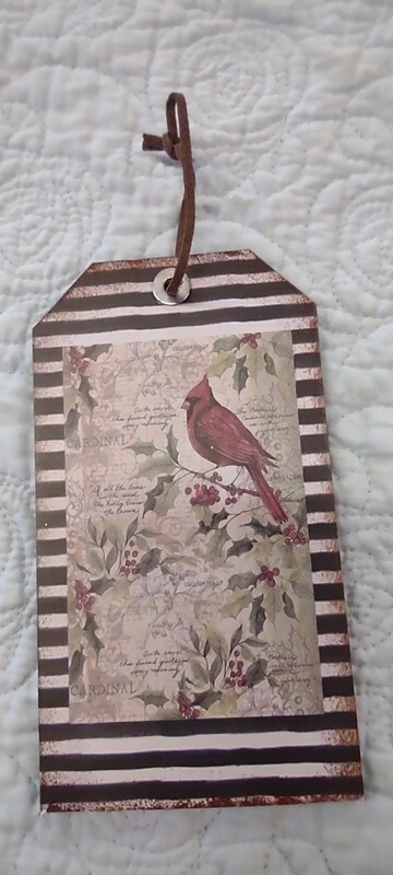 Cardinal Tag Ornament, 6.75" x 3.75"