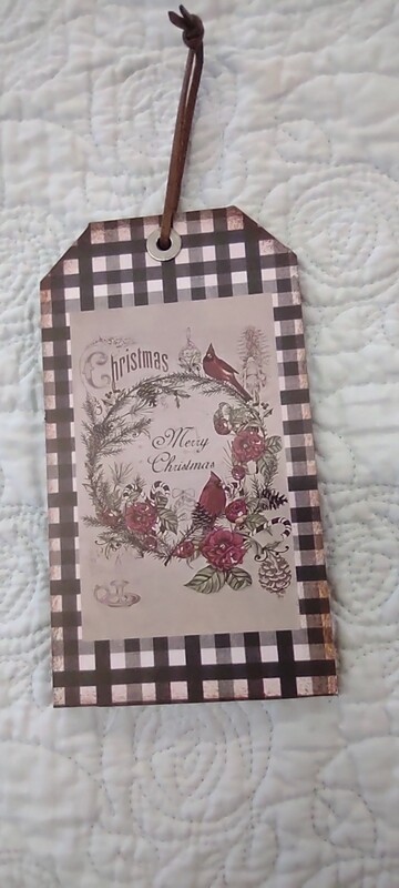 Cardinal Wreath Tag Ornament, 6.75" x 3.75"
