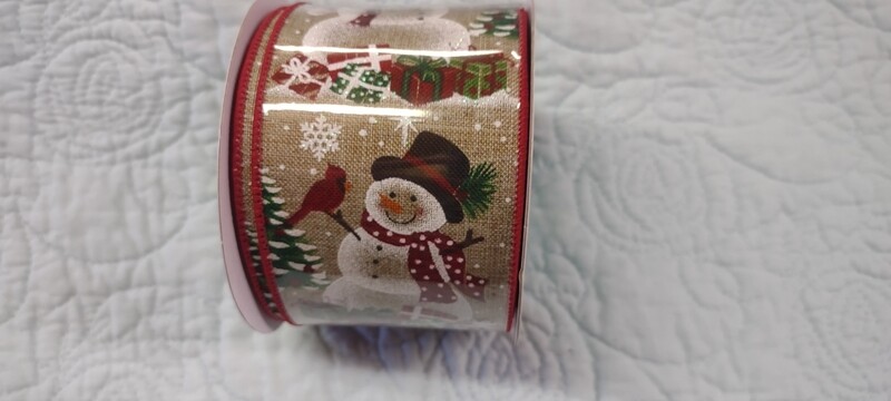 Snowman/Cardinal Ribbon, 2.5" x 10 Yards