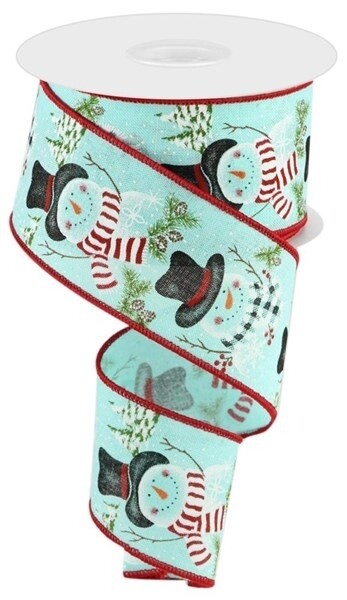 Snowman with Pine/Trees, Blue, 2.5" x 10 Yards