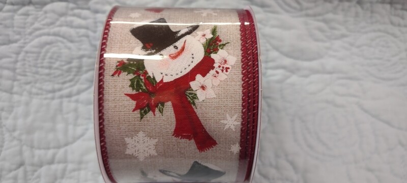 Snowman/Poinsettia Ribbon, 2.5" x 10 Yds
