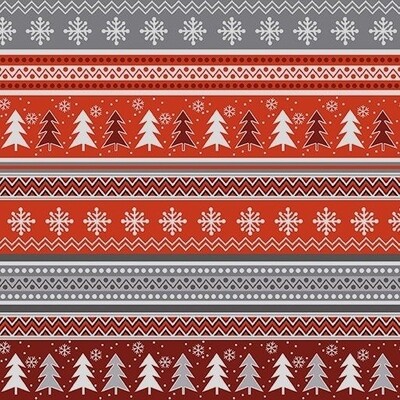 Gray/Red Noel Forest Nordic Stripe