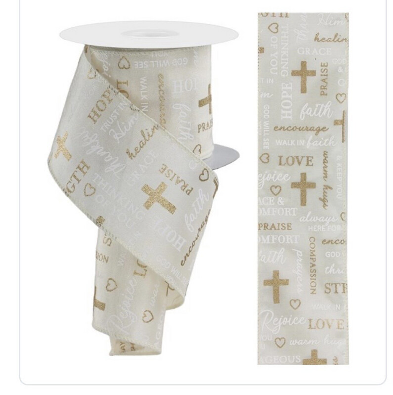 Religious Words On Cream Satin 2.5 Wired