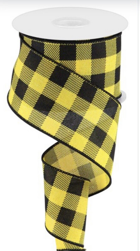 Yellow & Black Stripe Check 2.5 X 10 Yds. Wired