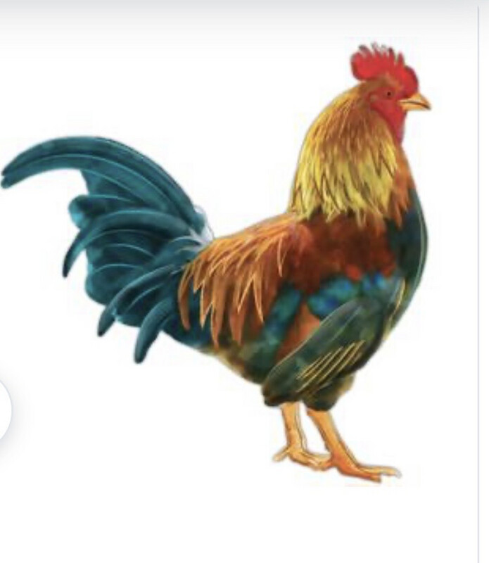 Metal Embossed Colorful Rooster