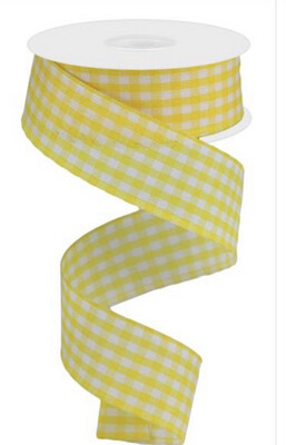 Yellow Gingham Check 1.5 X 10 Yds. Wired