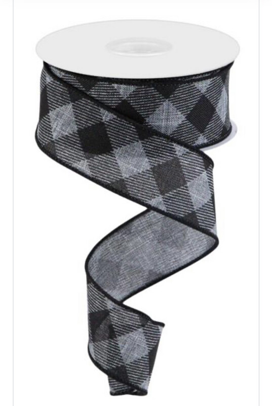 Gray And Black Diagonal Check 1.5 X 10 Ribbon Wired