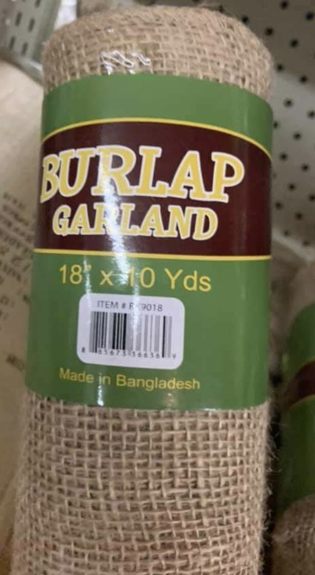 Burlap Garland 18" x 10 Yards