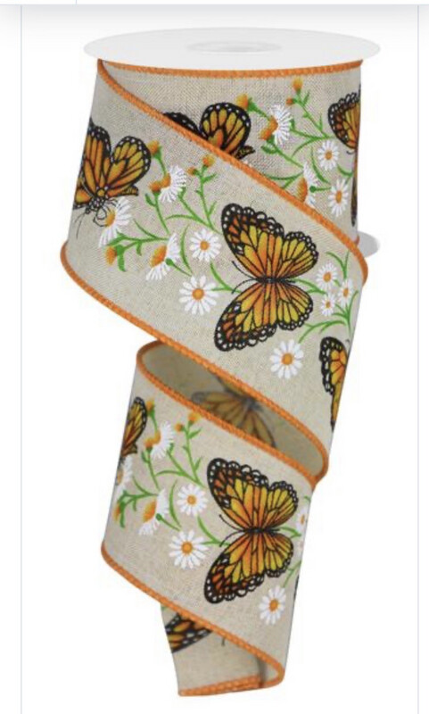 Monarch With Daisies 2.5 X 10 Yds. Wired