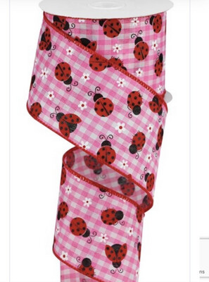 Ladybug In Pink & Red 2.5 X 10 Yds. Wired