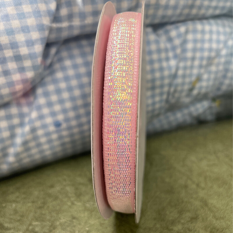 Opalesque Pink Ribbon 3/8 X 25 Yds. Non Wired