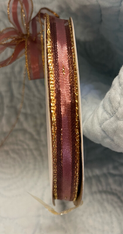 Mauve & Gold Sheer Pull Bow 3/8" X 25 Yds.