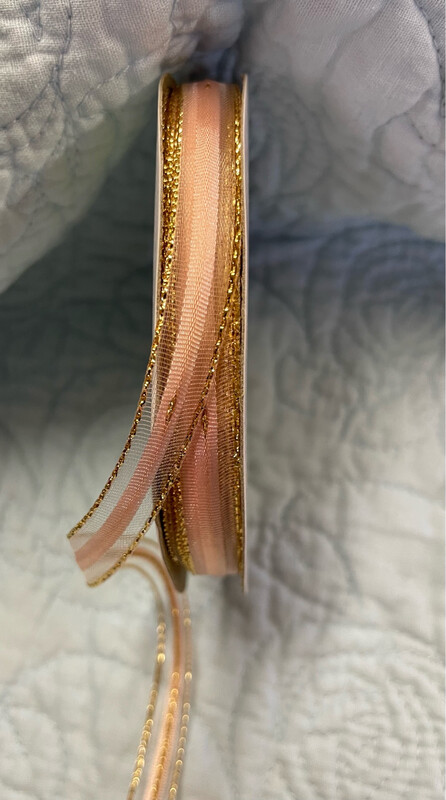 Peach & Gold Pull Bow 3/8" X 25 Yds.