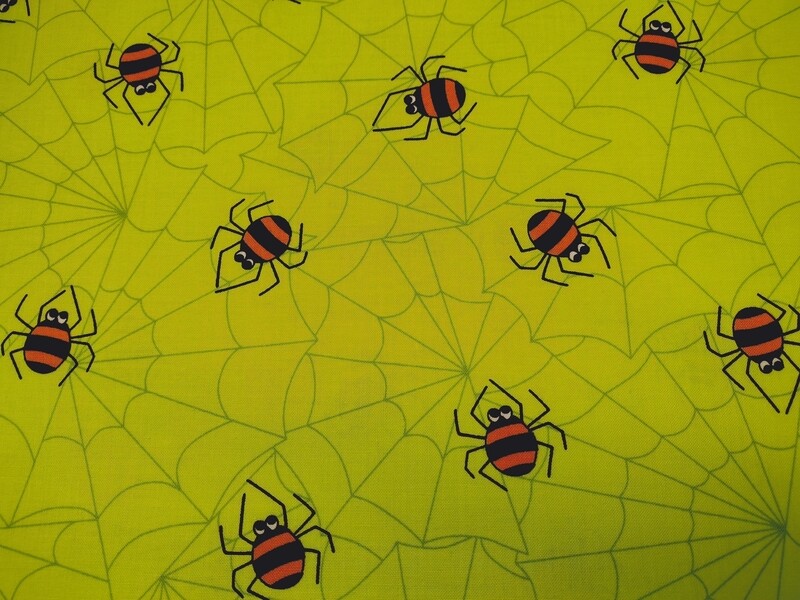 Hocus Pocus Spider Web in Chartreuse by Kim Schaefer for Andover Fabrics