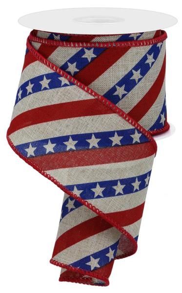 Diagonal Stripe with Stars, 2.5" x 10 Yards