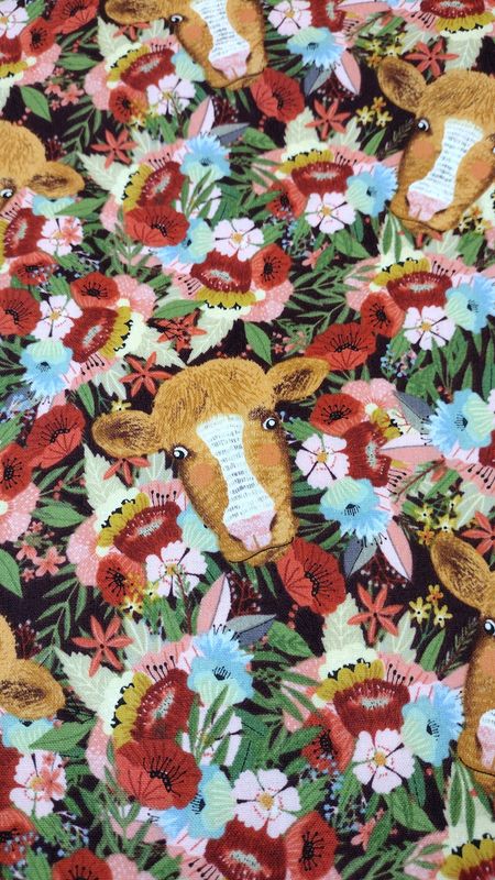 Farm Friends Floral Cow in Multi by Mia Charro for Free Spirit