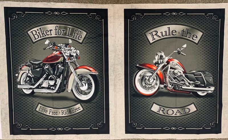 Biker for Life/Rule the Road Pillow Panel by QT Fabrics, 24" x 44"