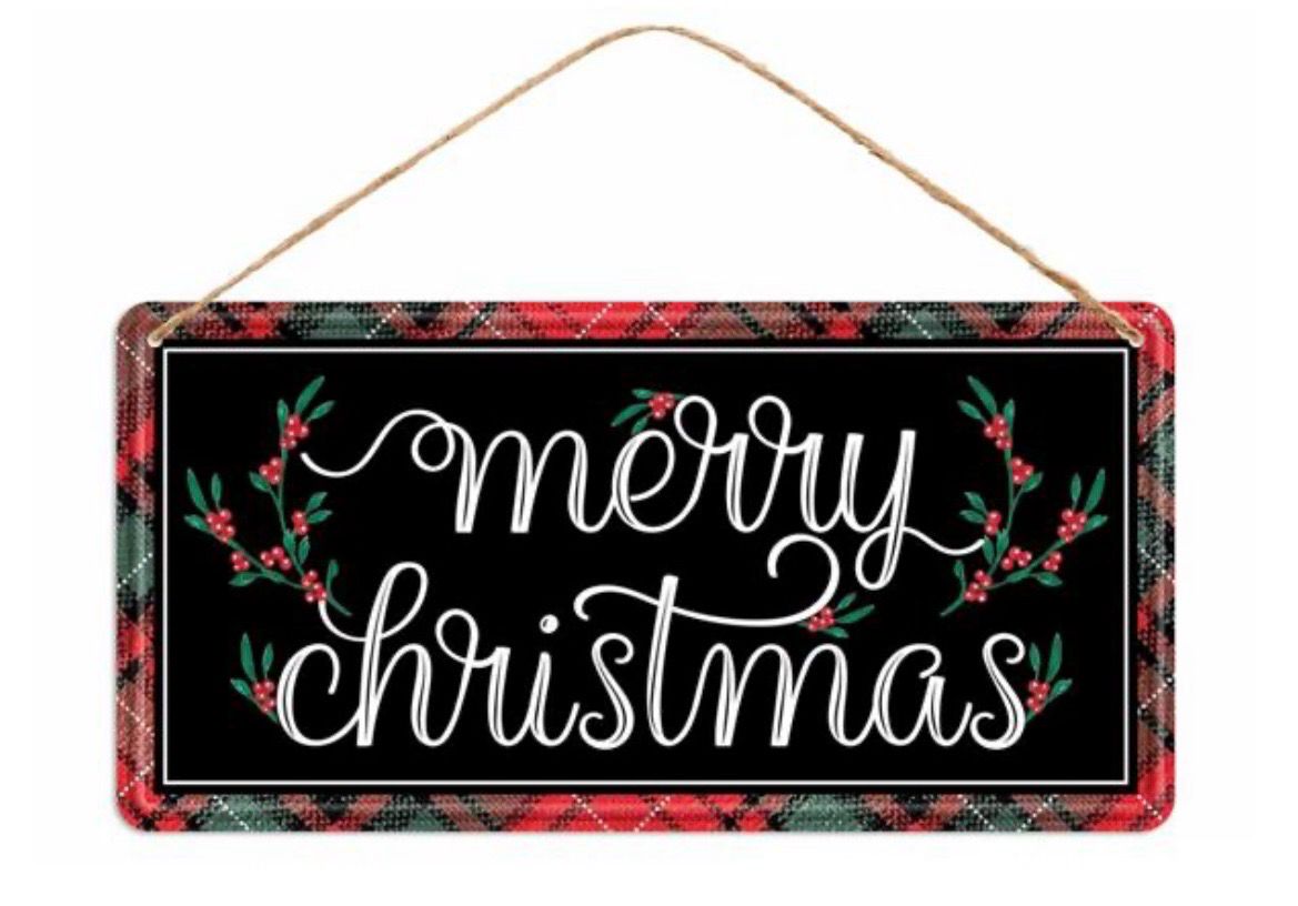 Tin Merry Christmas/Mistletoe Sign