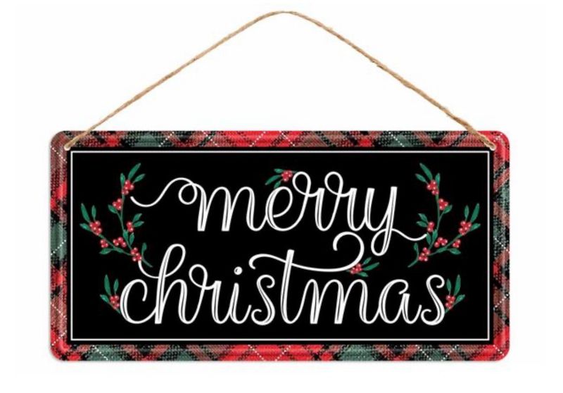 Tin Merry Christmas/Mistletoe Sign