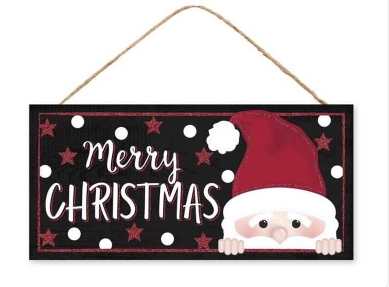 Peeking Santa Mdf Sign