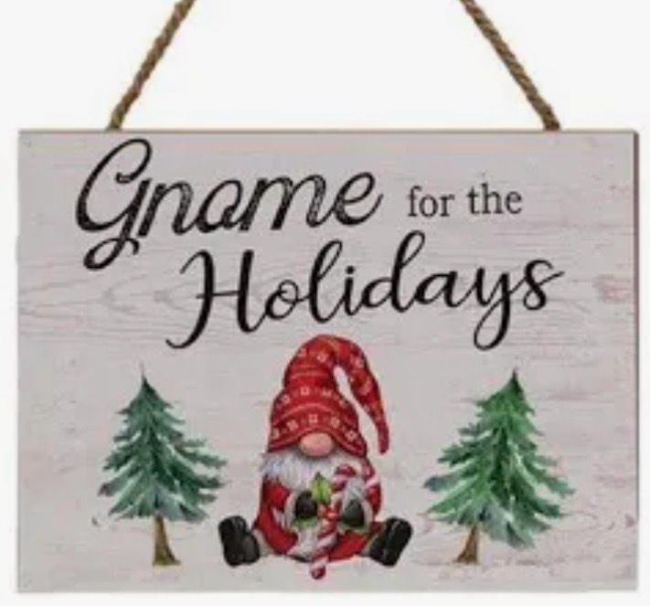 Gnome For The Holidays Mdf Sign