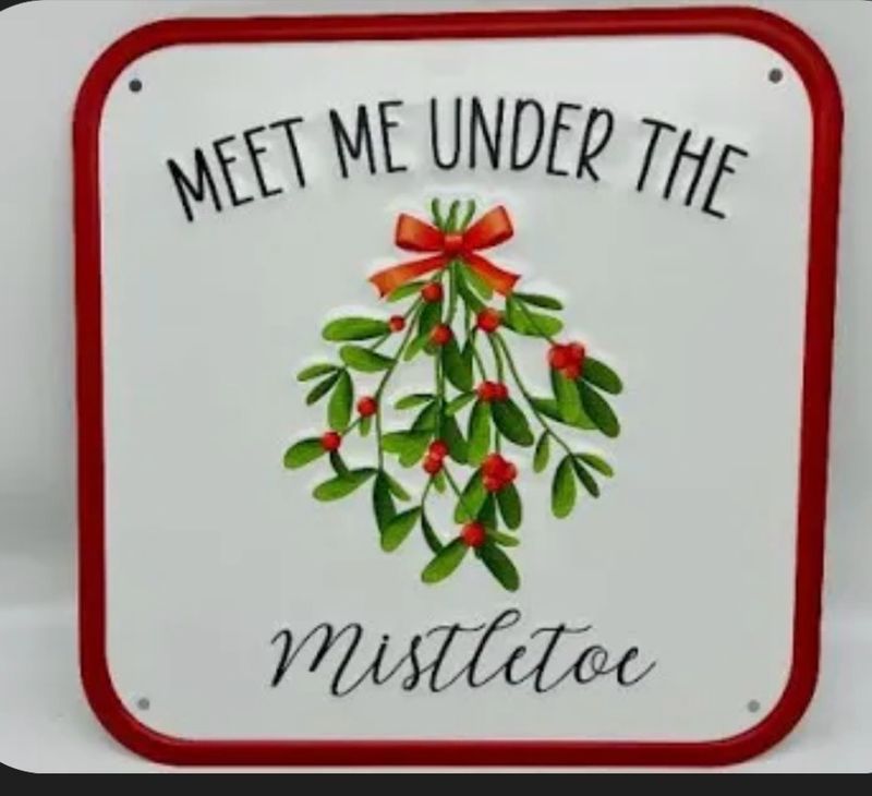 Meet Me Under The Mistletoe Metal Sign