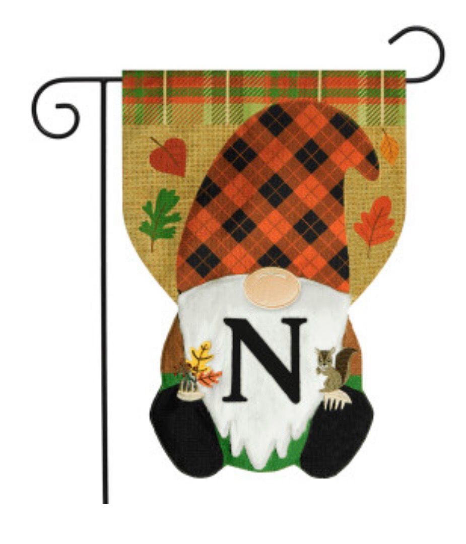Gall Gnome Burlap Letter N