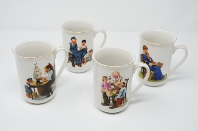 Set of 5 Norman Rockwell Mugs