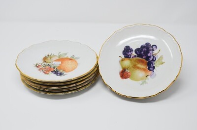 Fruit Plates with Gold Trim, Set of 6