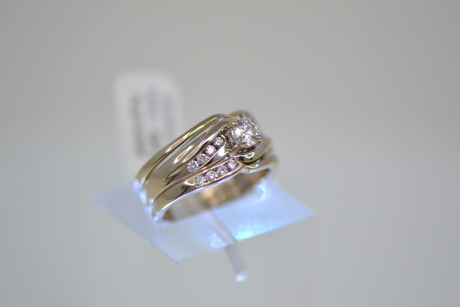 Ladies Three Piece White Gold and Diamond Ring Set
