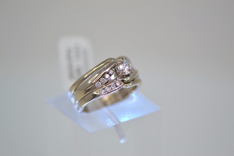 Ladies Three Piece White Gold and Diamond Ring Set Ladies Three Piece White Gold and Diamond Ring Set