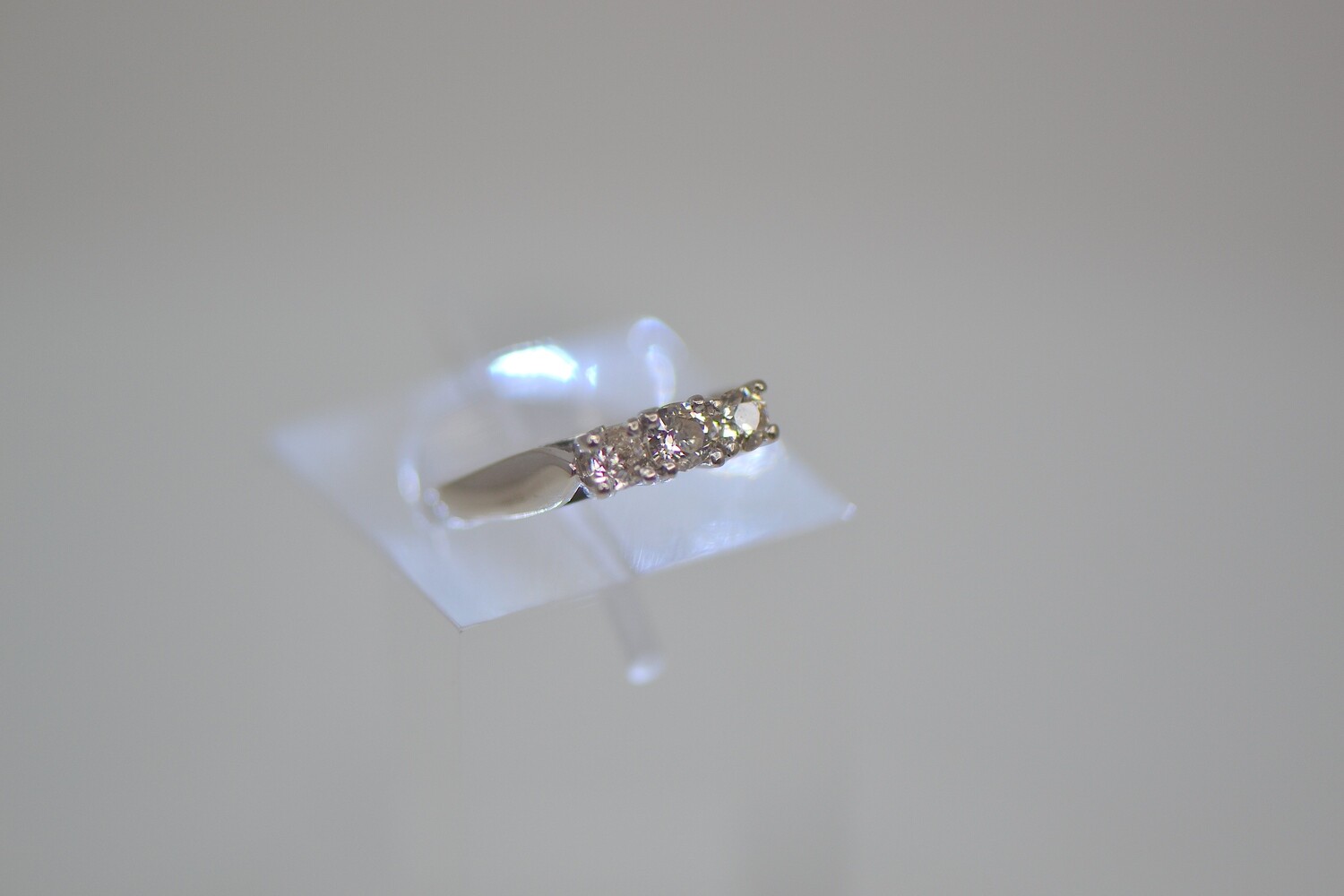 Ladies White Gold Diamond Three Across Ring