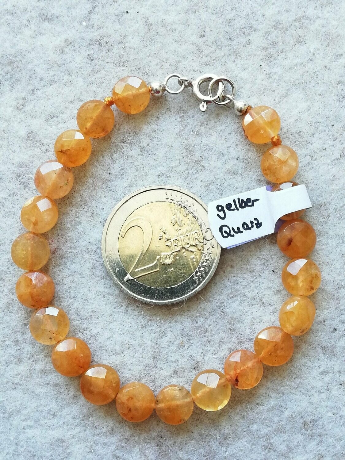 Gelber Quarz Armband 001, 20 cm Länge