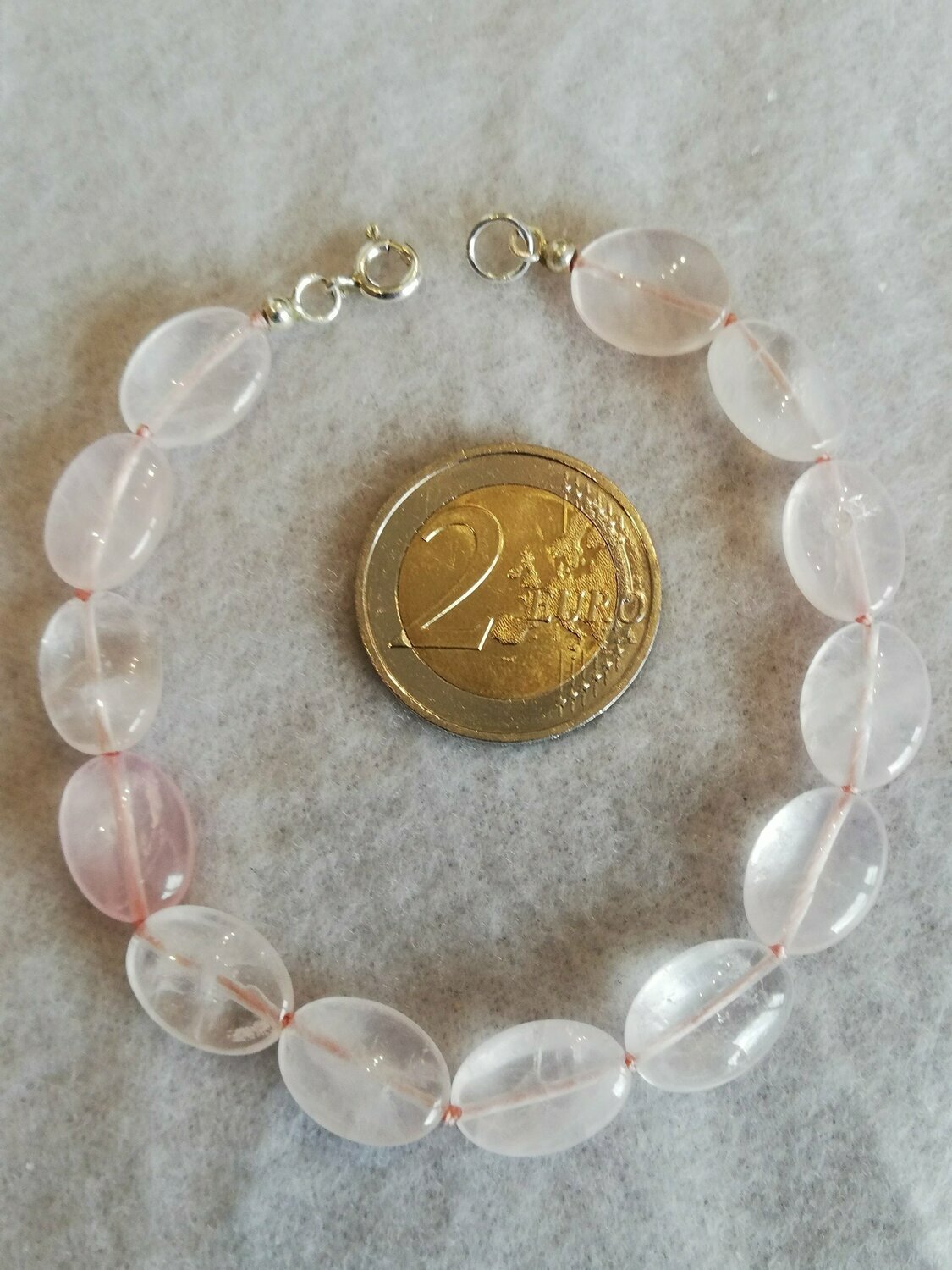 Rosenquarz-Armband oval 003, 21 cm Länge