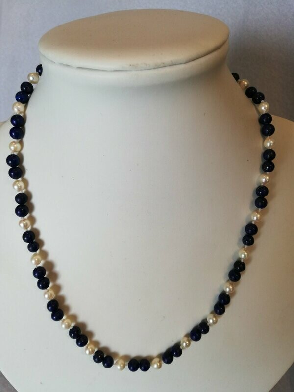 Lapislazuli-Süßwasserzuchperle Kette 001, 57 cm Lapislazuli-Süßwasserzuchperle Kette 001, 57 cm