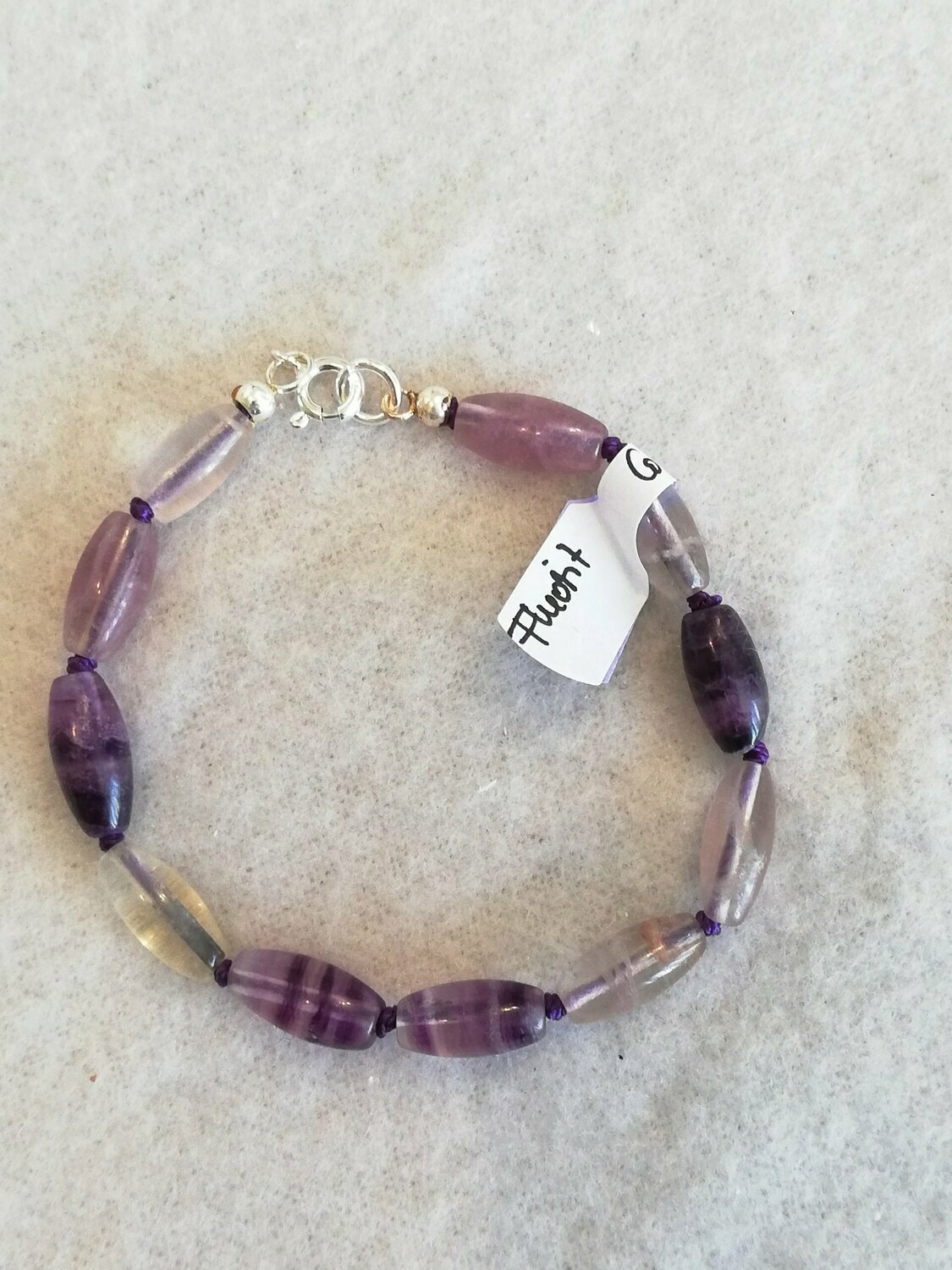 Fluorit-Armband 003, oval 12x6mm, 17,5 cm Länge