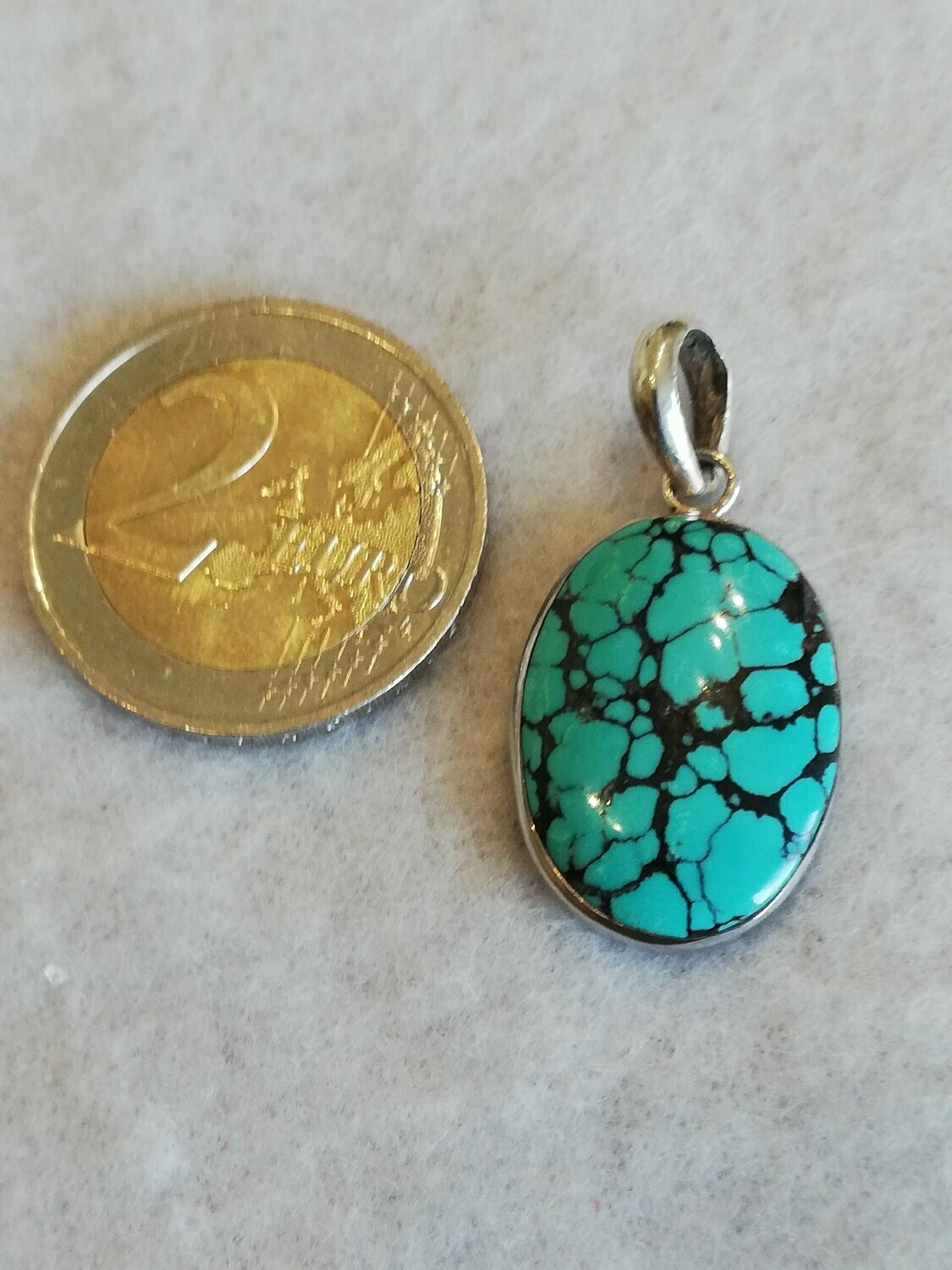 Türkis natur Anhänger oval 001
