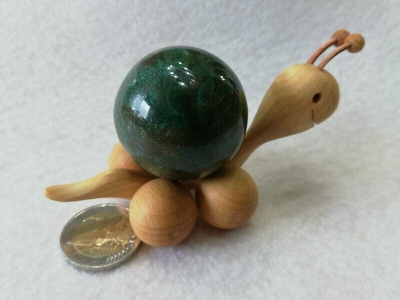 Rolltier Schnecke 001 mit Chrysokollkugel Rolltier Schnecke 001 mit Chrysokollkugel