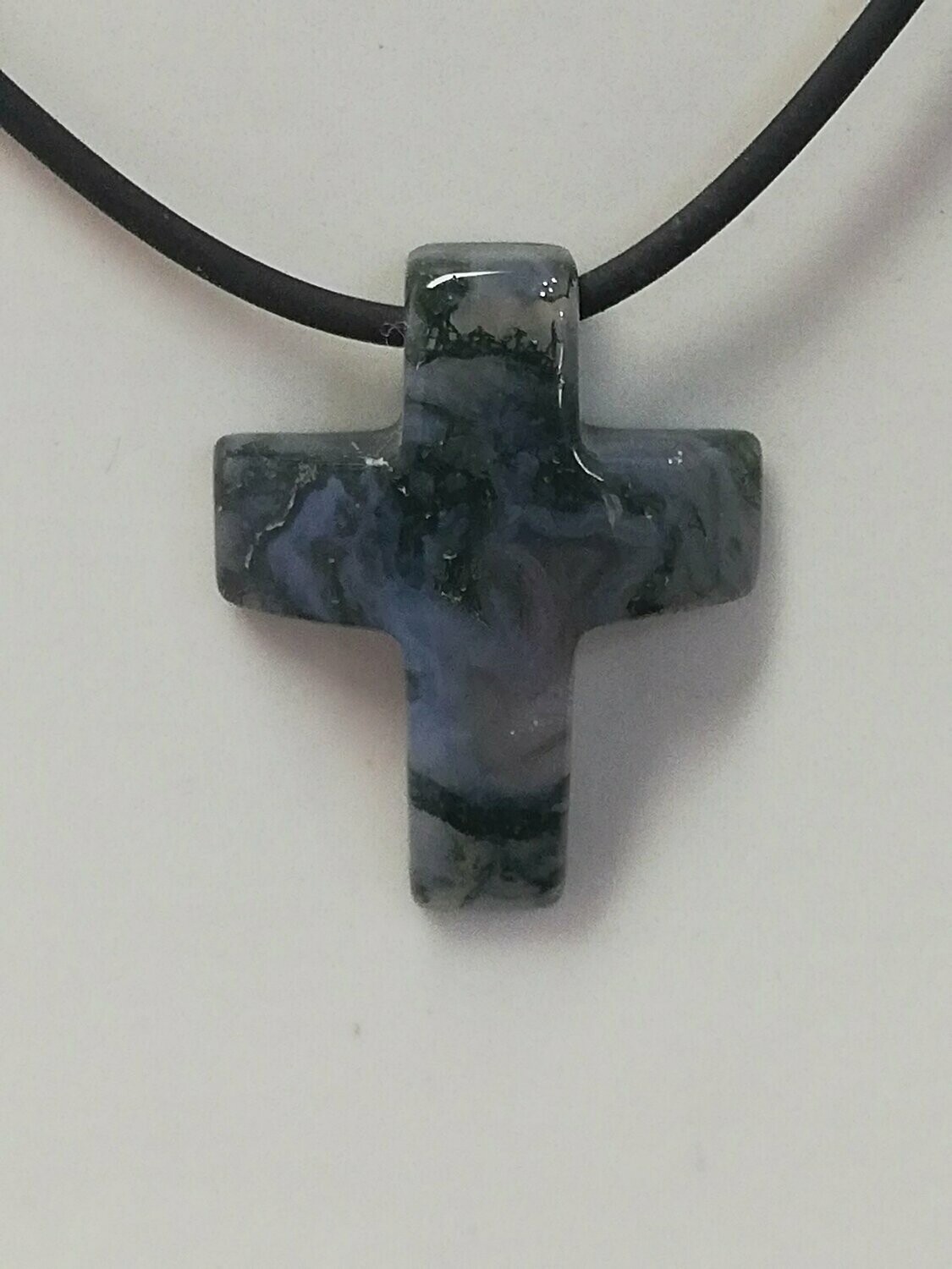Kreuz gewölbt Moosachat