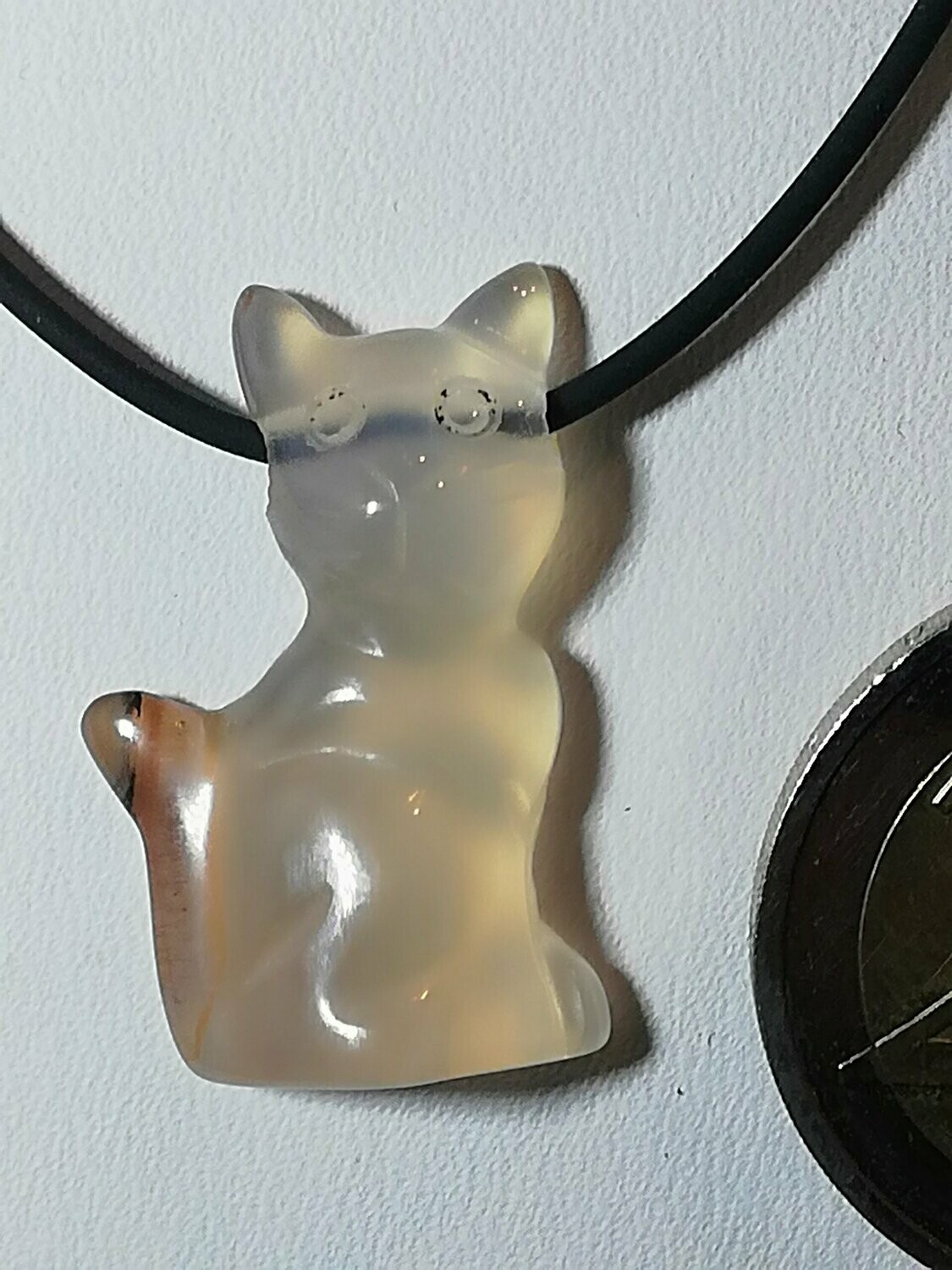 Katze Achat / Carneol gebohrt 01