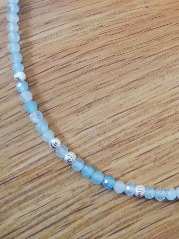 Aquamarin-Kette 002 - ca. 4mm facettiert Aquamarin-Kette 002 - ca. 4mm facettiert