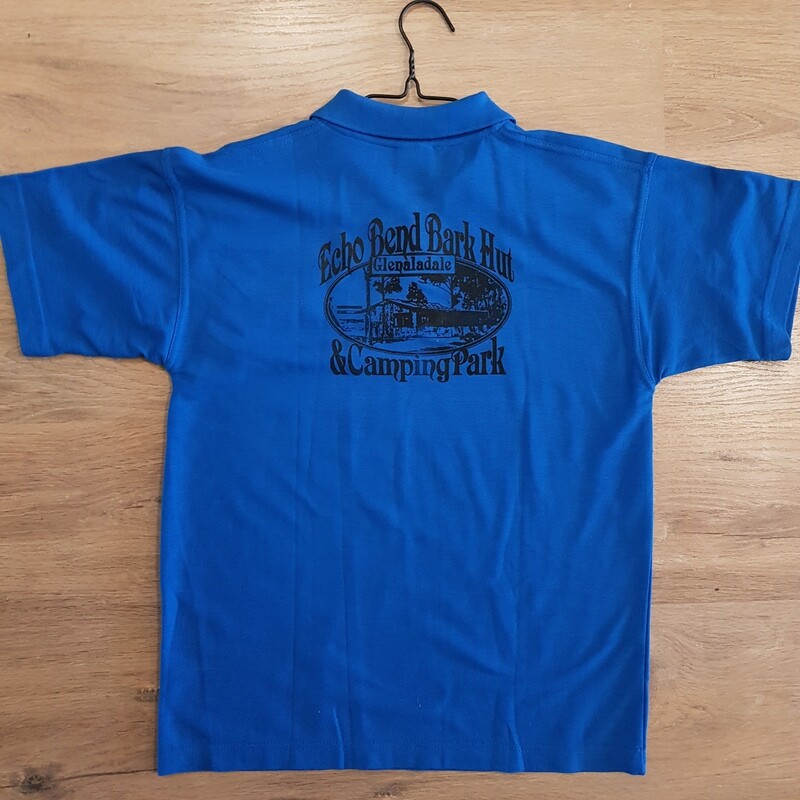 Kids Blue Polo Size 10- print on back