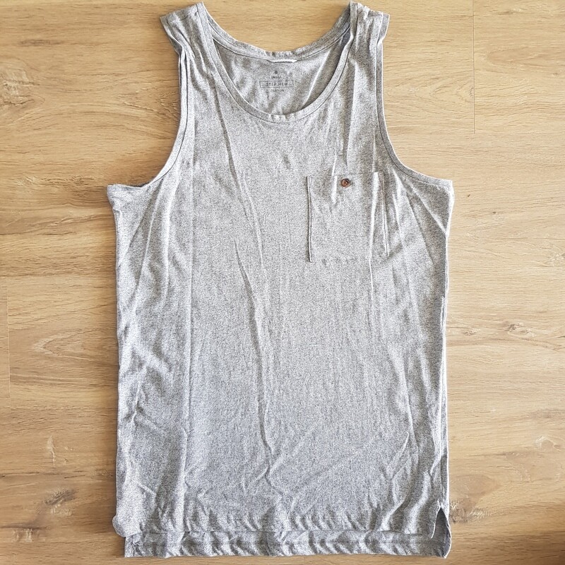 Mens Grey Tank Singlet Size SMALL- Print on Back