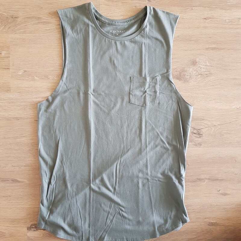 Mens Tank Green Size Medium - Print on back
