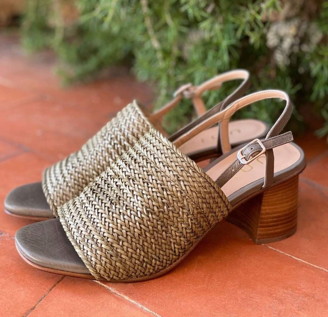 Woven Block Heel - Khaki Woven Block Heel - Khaki