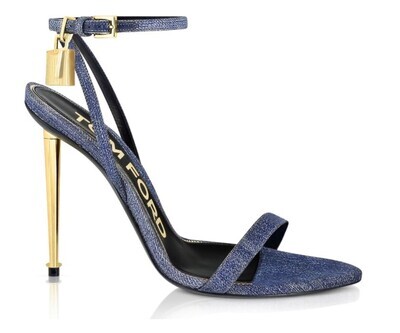 DENIM PADLOCK POINTY NAKED SANDAL 105 MM